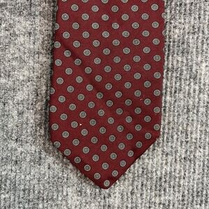 State Street Burgundy Medallion Silk Tie Jordan Marsh USA Made Geometric Mens